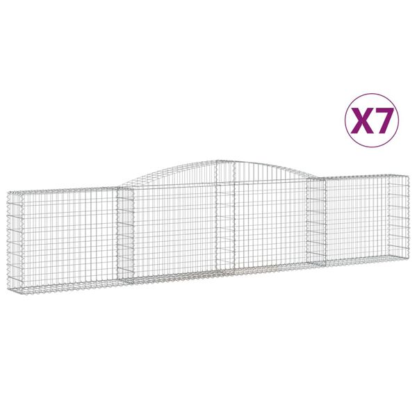 vidaXL Lučne gabionske košare 7 kom 400x30x80/100 cm pocinčano željezo