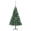 vidaXL Umjetno osvijetljeno božićno drvce s kuglicama zeleno 120cm PVC