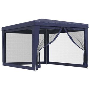vidaXL &Scaron;ator za zabave s 4 mrežasta bočna zida plavi 3 x 4 m HDPE