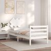 vidaXL Okvir kreveta s uzglavljem bijeli za jednu osobu masivno drvo
