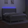 vidaXL Krevet box spring s madracem LED svjetlosivi 180x200 cm tkanina