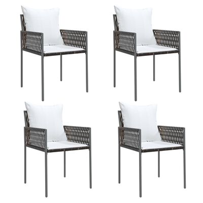 vidaXL Vrtne stolice s jastucima 4 kom smeđe 54x61x83 cm od poliratana