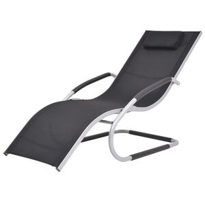 vidaXL Ležaljka za sunčanje s jastukom od aluminija i tekstilena crna