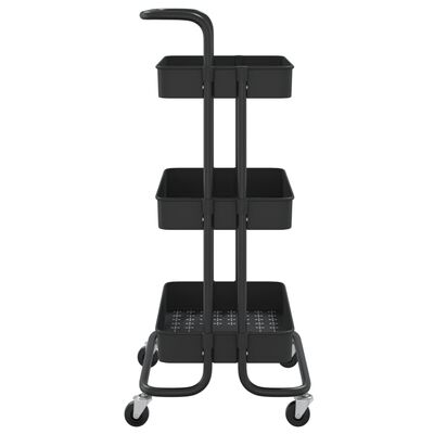 vidaXL Kuhinjska kolica s 3 razine crna 42x35x85 cm željezo i ABS
