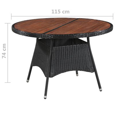 vidaXL Vrtni stol od poliratana i masivnog bagremovog drva 115 x 74 cm