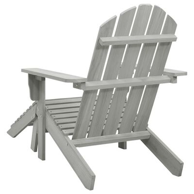 vidaXL Vrtna stolica s otomanom drvena siva
