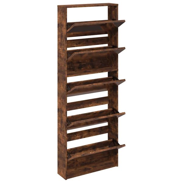 vidaXL Ormarić za cipele sa zrcalom 5 razine boja hrasta 63x17x169,5cm