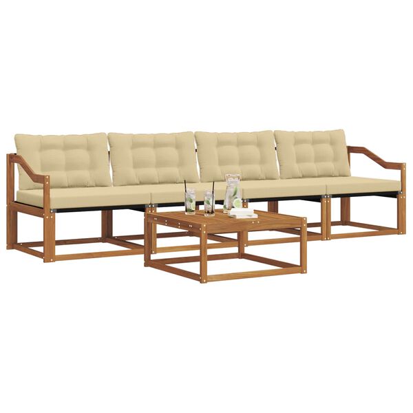 vidaXL Set vanjskih sofa s jastukom 5 pcs Prirodna i bež