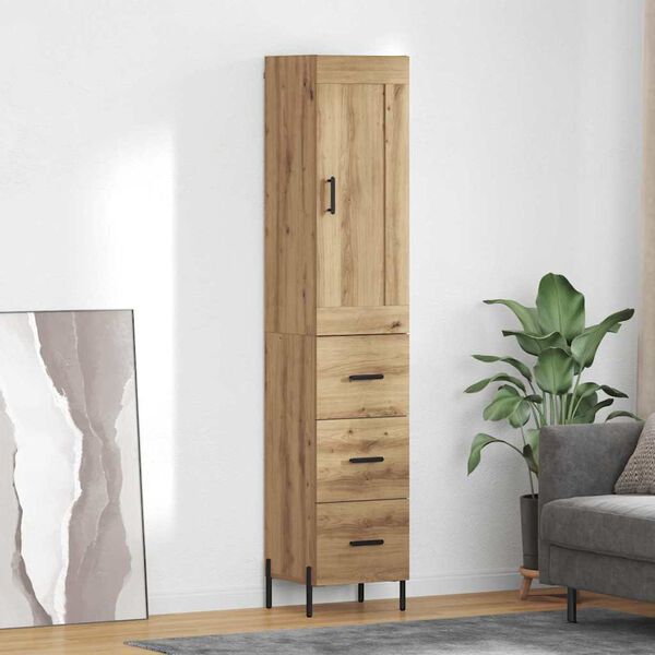 vidaXL Highboard Umjetnički hrast 34,5 x 34 x 180 cm Konstruirano drvo