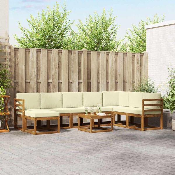 vidaXL Set vanjskih sofa s jastukom 9 pcs Prirodna i krem