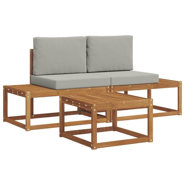 vidaXL Set vanjskih sofa s jastukom 3 pcs Prirodna