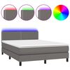 vidaXL Krevet box spring s madracem LED sivi 140x200cm od umjetne kože