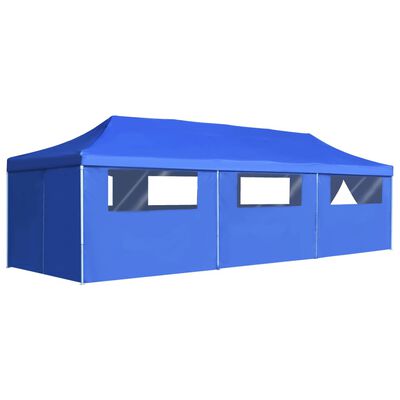 vidaXL Sklopivi šator za zabave s 8 bočnih zidova 3 x 9 m plavi