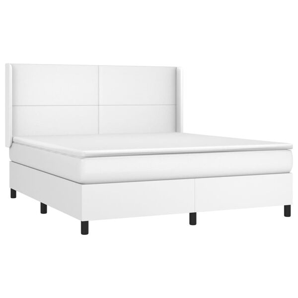 vidaXL Krevet box spring s madracem LED bijeli 180x200 cm umjetna koža