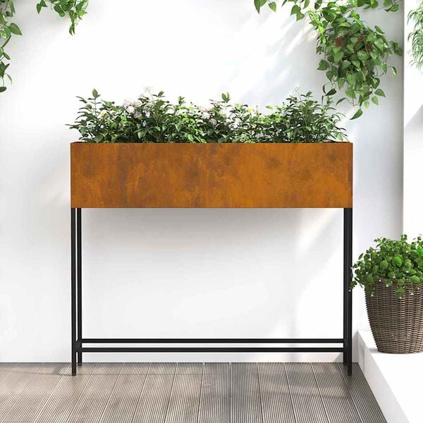 vidaXL Povi&scaron;eni Vrtni Planter Rđa 100 x 26 x 82 cm Čelik