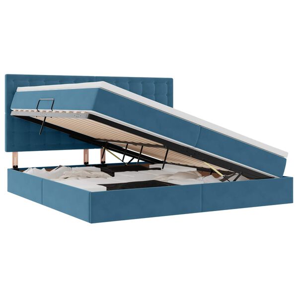 vidaXL Krevet s prostorom za pohranu s LED-om Tamno plava 200 x 200 cm