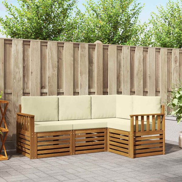 vidaXL Setovi sofa 4 pcs Prirodna i krem Čvrsto drvo akacije