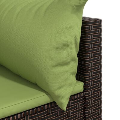 vidaXL Kutne vrtne sofe s jastucima 2 kom smeđe od poliratana