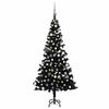 vidaXL Umjetno osvijetljeno božićno drvce s kuglicama crno 120 cm PVC