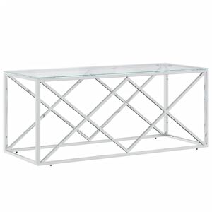 vidaXL Stolić za kavu 110 x 45 x 45 cm od nehrđajućeg čelika i stakla