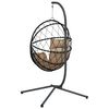 vidaXL Viseća stolica jaje s postoljem smeđesiva od ratana i čelika