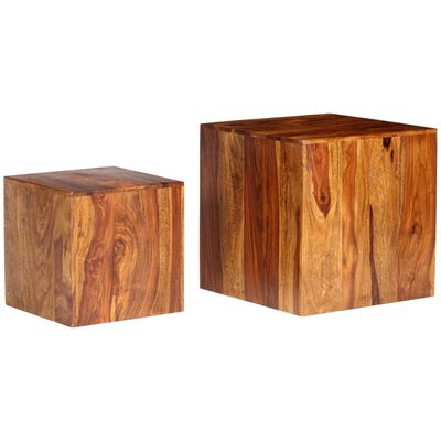 vidaXL Set 2 stolića za kavu od masivnog drva šišama 2 kom 40 x 40 x 40 cm