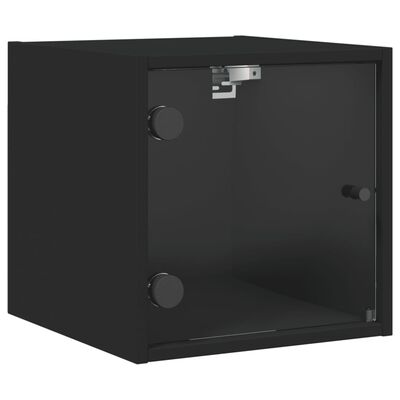 vidaXL Noćni ormarić sa staklenim vratima crni 35 x 37 x 35 cm