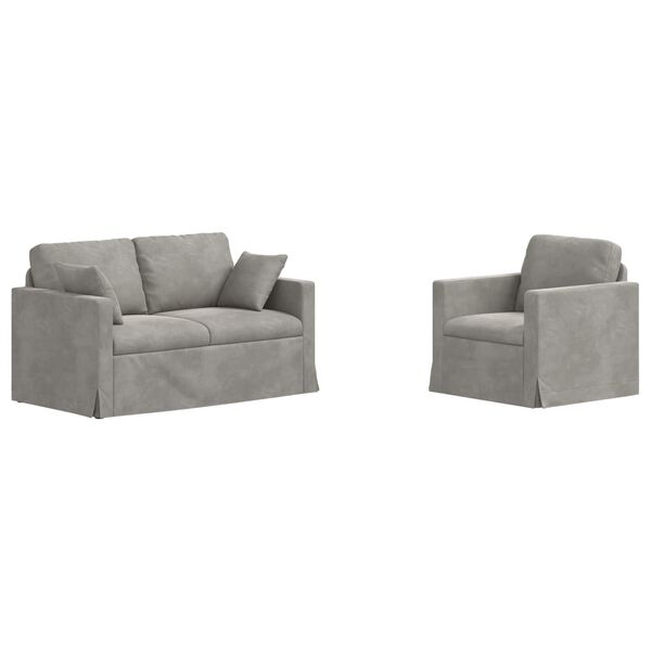 vidaXL Sofa 2 pcs Svijetlo siva 138 x 78 x 80 cm Bar&scaron;un