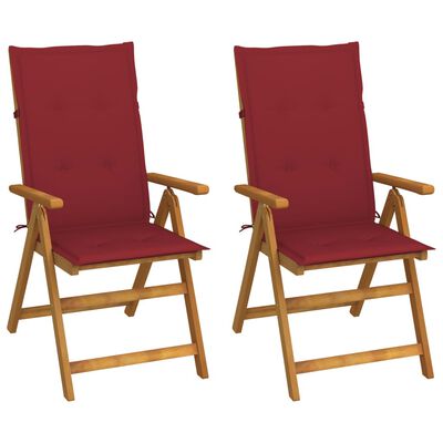 vidaXL Nagibne vrtne stolice s jastucima 2 kom masivno bagremovo drvo
