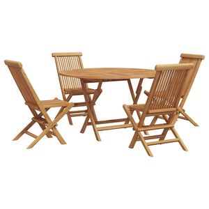 vidaXL Vrtni set za objed 5 pcs Smeđa Čvrsto teak drvo