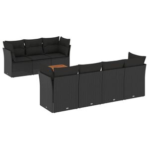 vidaXL 8-dijelni set vrtnih sofa od poliratana s jastucima crni