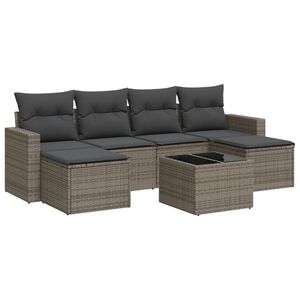 vidaXL 7-dijelni set vrtnih sofa sivi od poliratana