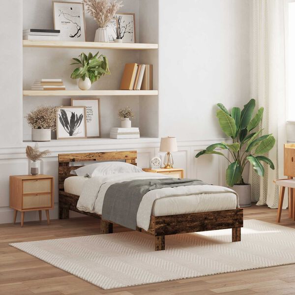 vidaXL Krevetna konstrukcija Staro drvo 75 x 190 cm Konstruirano drvo