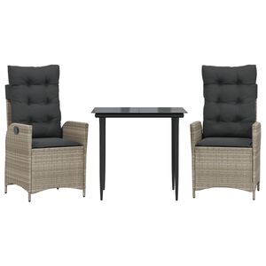 vidaXL 3-dijelni vrtni blagovaonski set svjetlosivi od poliratana