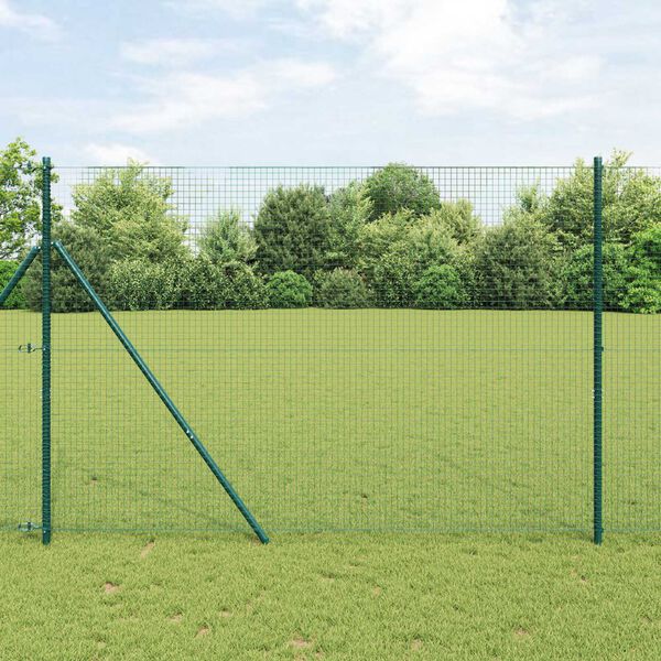 vidaXL Stup za ogradu Zelena 10 x 1,6 m (25 x 25 mm mreža) Čelik i PVC