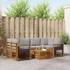 vidaXL Setovi sofa 7 pcs Prirodna i svijetlo siva Čvrsto drvo akacije