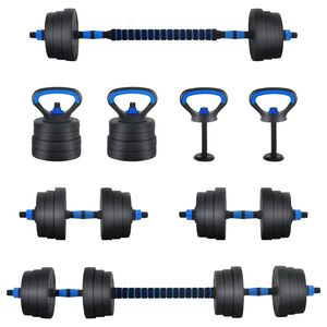 vidaXL 4-u-1 set bučica, brojčana i kettlebell 20 kg Crna i Plava