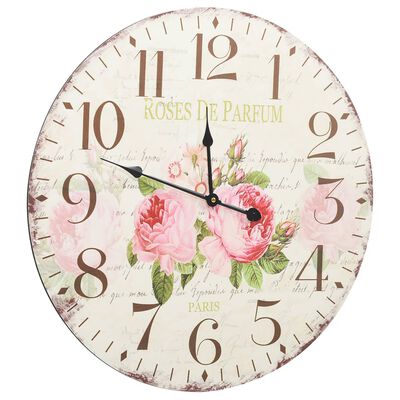 vidaXL Starinski zidni sat s cvjetnim uzorkom 60 cm