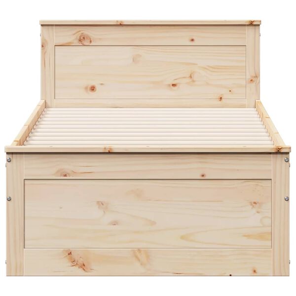 vidaXL Okvir kreveta bez madraca s uzglavljem 90 x 200 cm od borovine