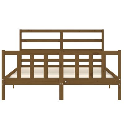 vidaXL Okvir kreveta s uzglavljem boja meda bračni od masivnog drva