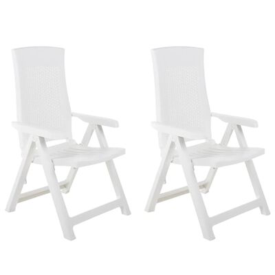 vidaXL Vrtne nagibne stolice 2 kom plastične bijele
