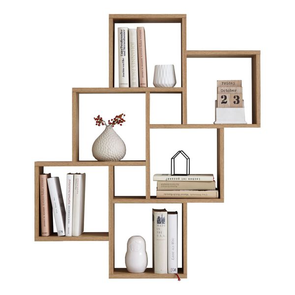 FMD zidne police s 8 odjeljaka antikna boja hrasta