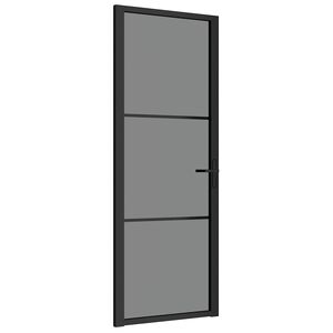 vidaXL Unutarnja vrata 76 x 201,5 cm crna od ESG stakla i aluminija