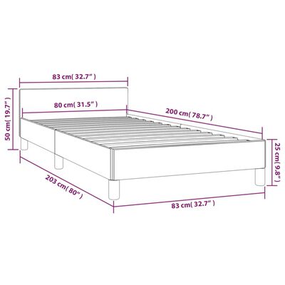vidaXL Okvir za krevet s uzglavljem krem 80x200 cm od tkanine