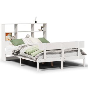 vidaXL Krevet s regalom z knjige bez madraca bijeli 160x200cm borovina