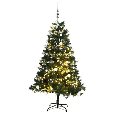 vidaXL Umjetno božićno drvce 300 LED sa šarkama i kuglicama 240 cm