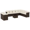 vidaXL 11-dijelni set vrtnih sofa od poliratana s jastucima smeđi