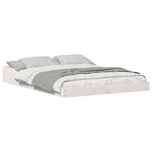 vidaXL Krevetna konstrukcija Bijelo 135 x 190 cm Čvrsto borovo drvo