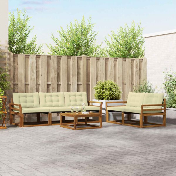 vidaXL Set vanjskih sofa s jastukom 6 pcs Prirodna i krem