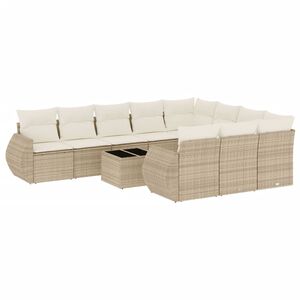 vidaXL 11-dijelni set vrtnih sofa od poliratana s jastucima bež
